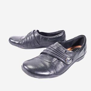 Clarks Artisan Loafers Women 9.5 M Kessa Alcove Black Leather Slip On 26102319